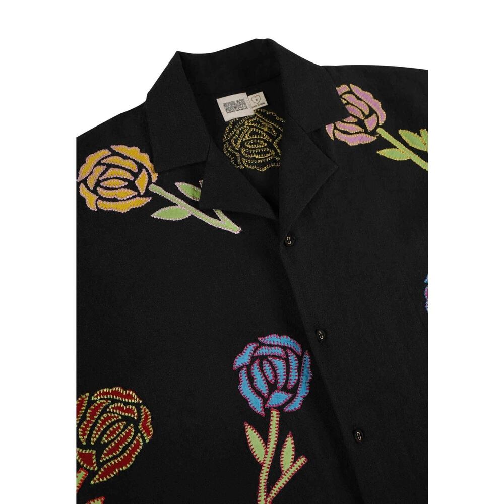Nor Black Nor White Icicle Embroidered Flowers Black Shirt Size XS - Picture 5 of 8